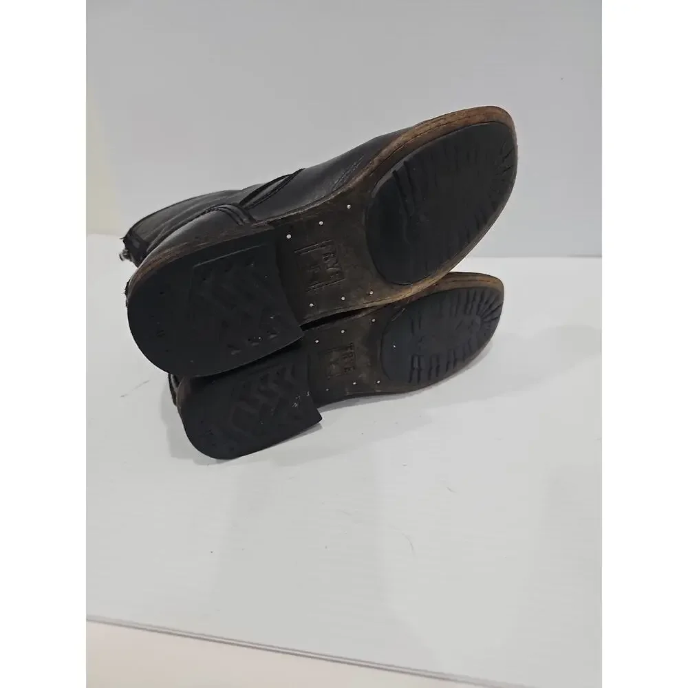 Frye Boots Sz 8 Black Leather Phillip Harness Short Biker Moto Motorcycle